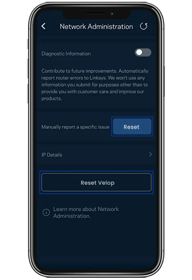 Reset Linksys Velop via app