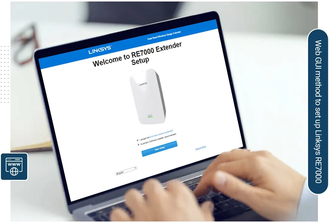 Web GUI method to set up Linksys RE7000